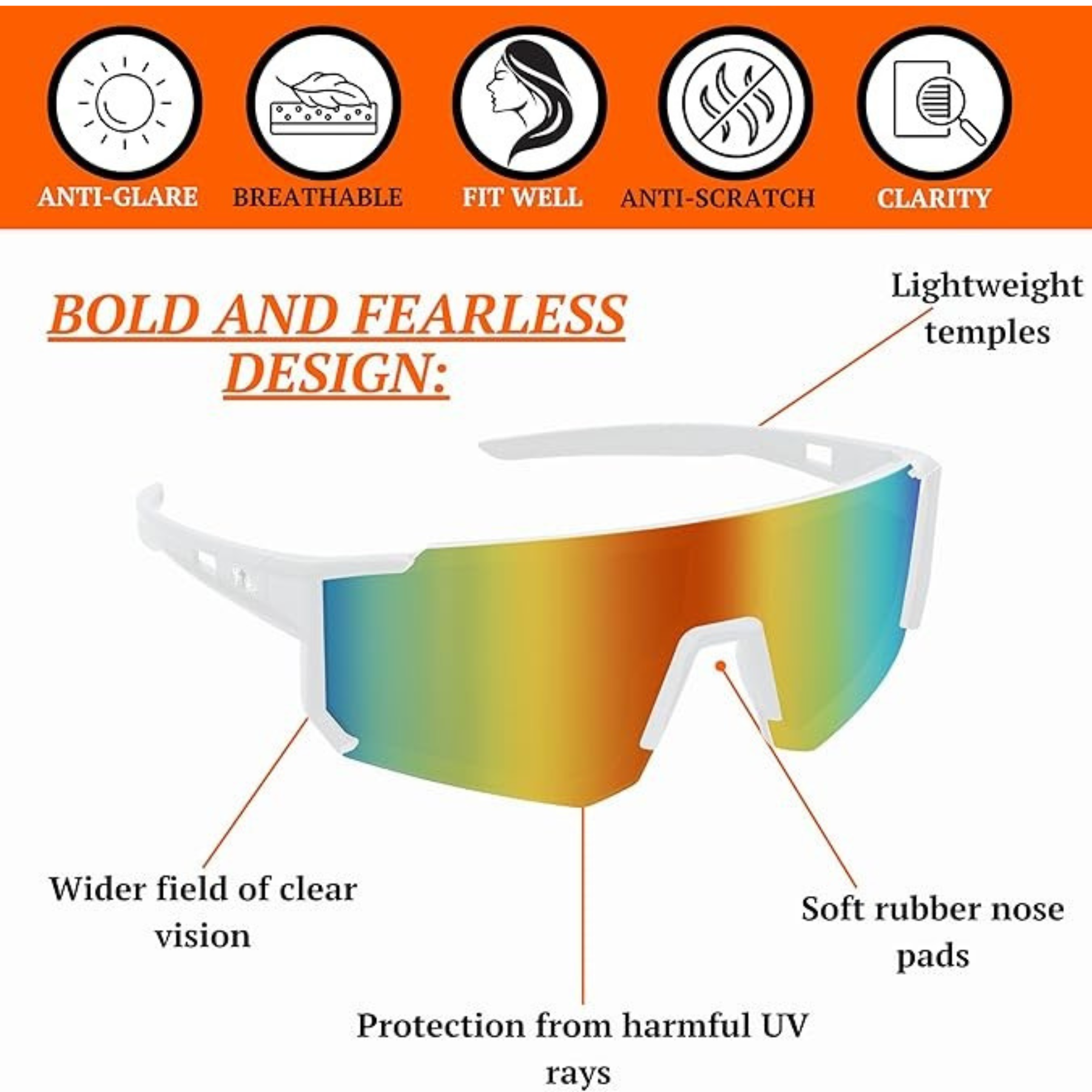 Gafas Deportivas Polarizada UV400 - 9815 White