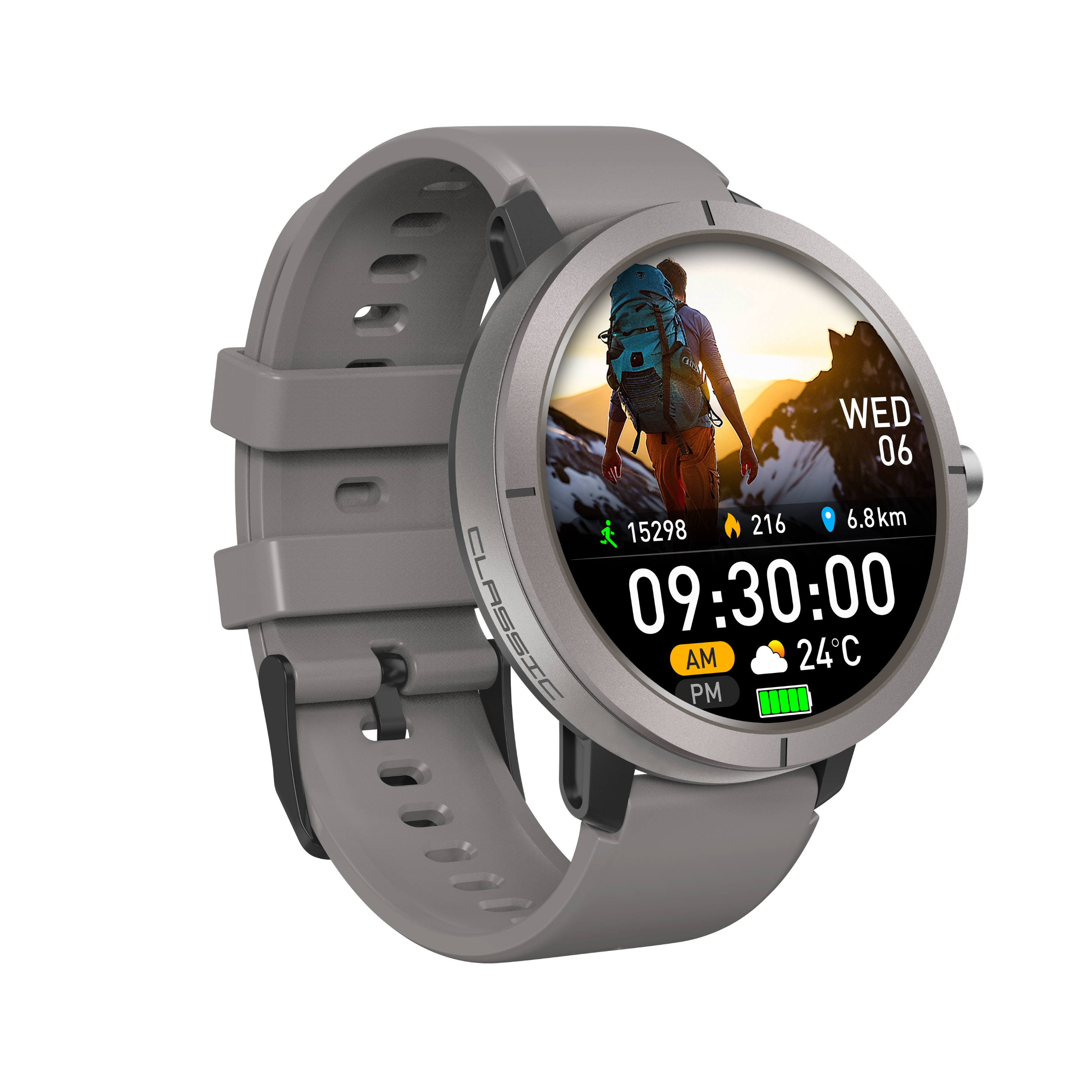 Classic Gaia76 SmartWatch: GPS with 6 Satellites and 170+ Sport Modes - Argent