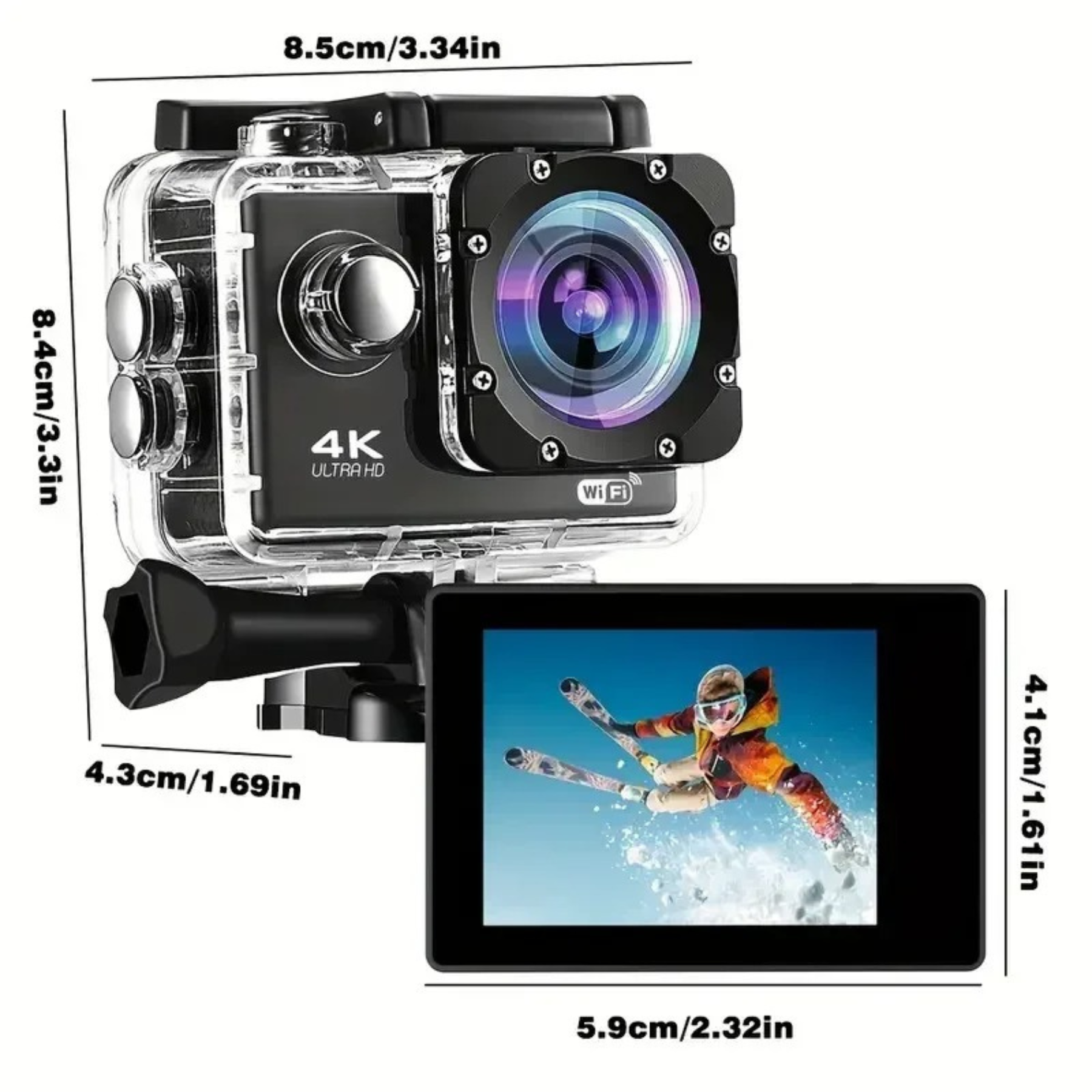 HD 4K/30fps Action Camera Pack + Power Bank