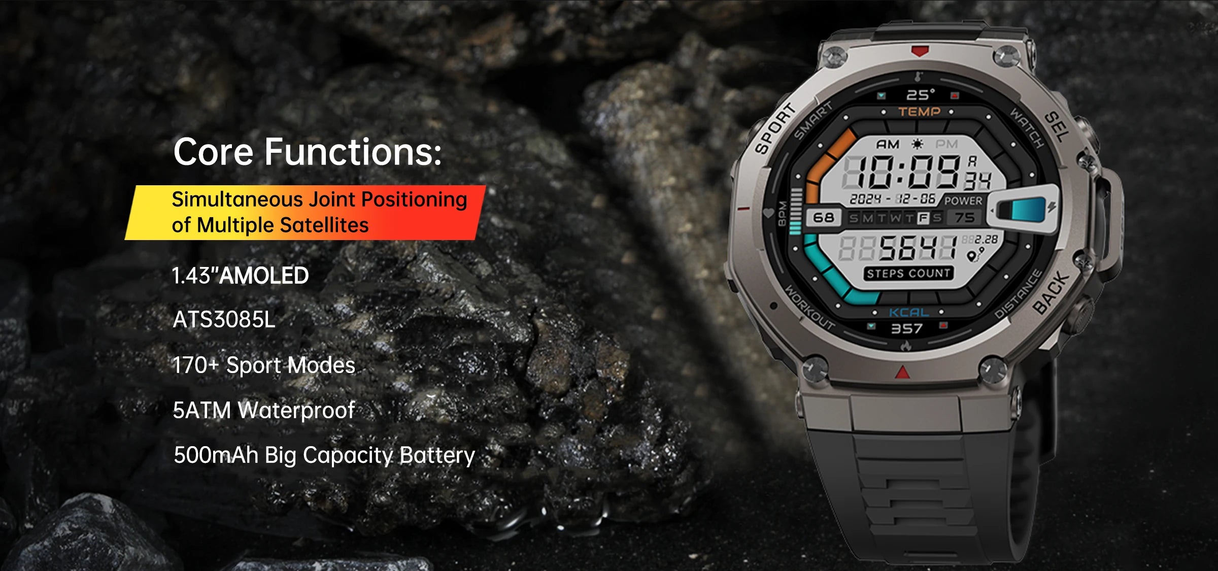 Dale X-Ultra58 – Military SmartWatch with Dual GPS, Compass and Route Tracking – Black