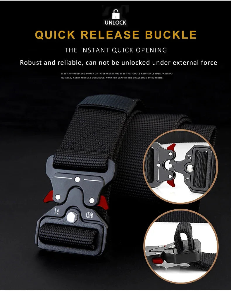 Men's Tactical Quick-Release Belt with Keychain Carabiner