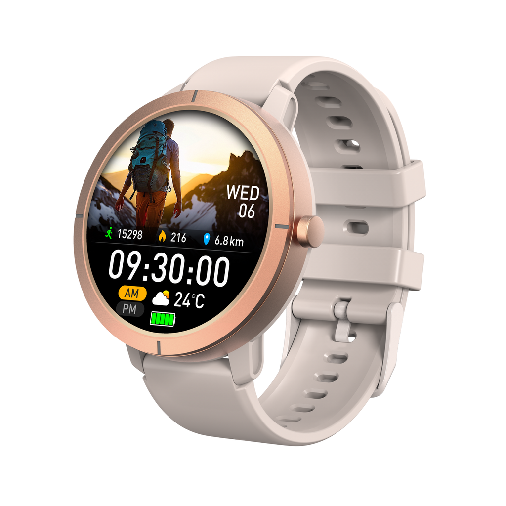 Classic Gaia76 SmartWatch: GPS with 6 Satellites and 170+ Sport Modes – Rose Gold