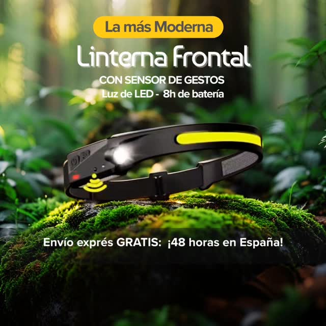 Linterna Frontal LED con Sensor Inteligente  - Trail Running y Aventuras al Aire Libre