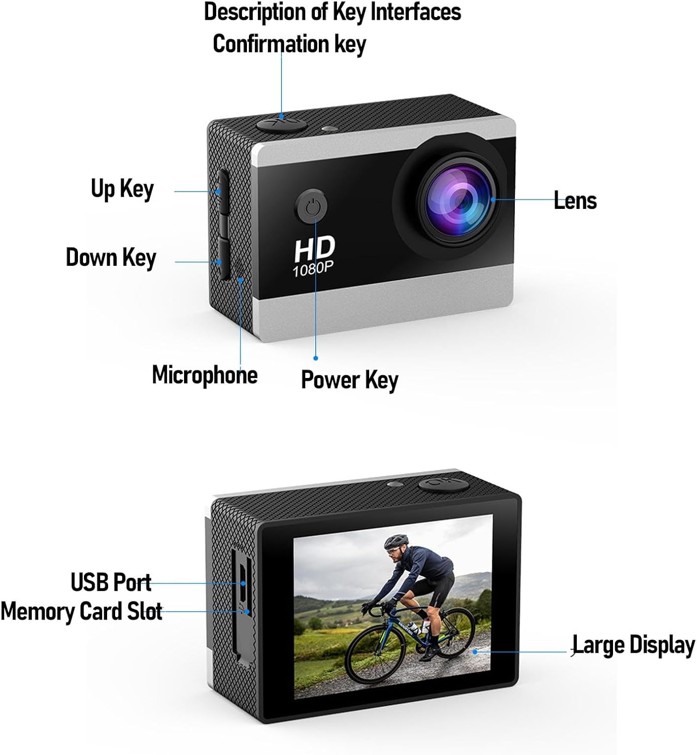 Pack Cámara Deportiva HD 4K/30 fps + Powerbank