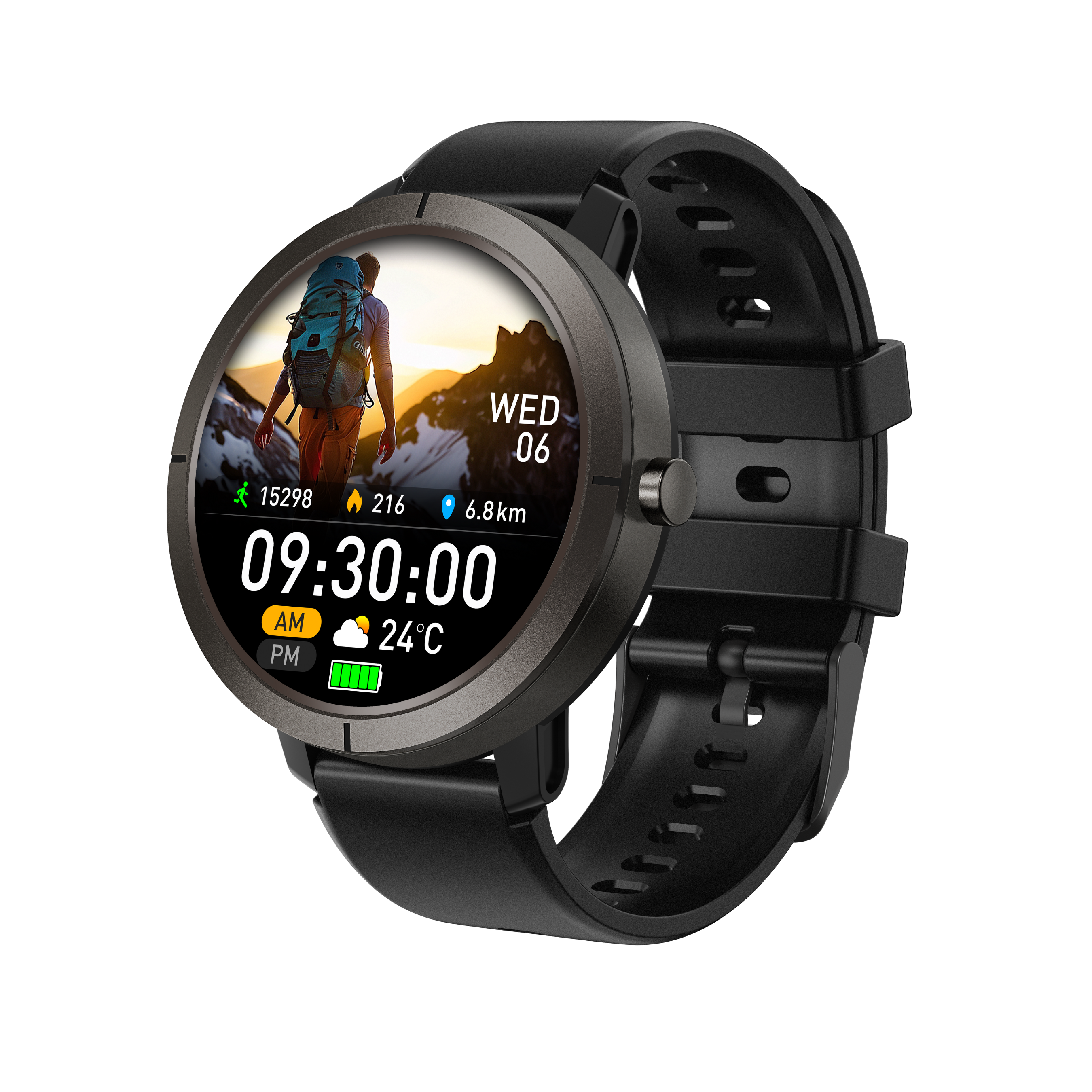 Classic Gaia76 SmartWatch: GPS with 6 Satellites and 170+ Sport Modes - Black