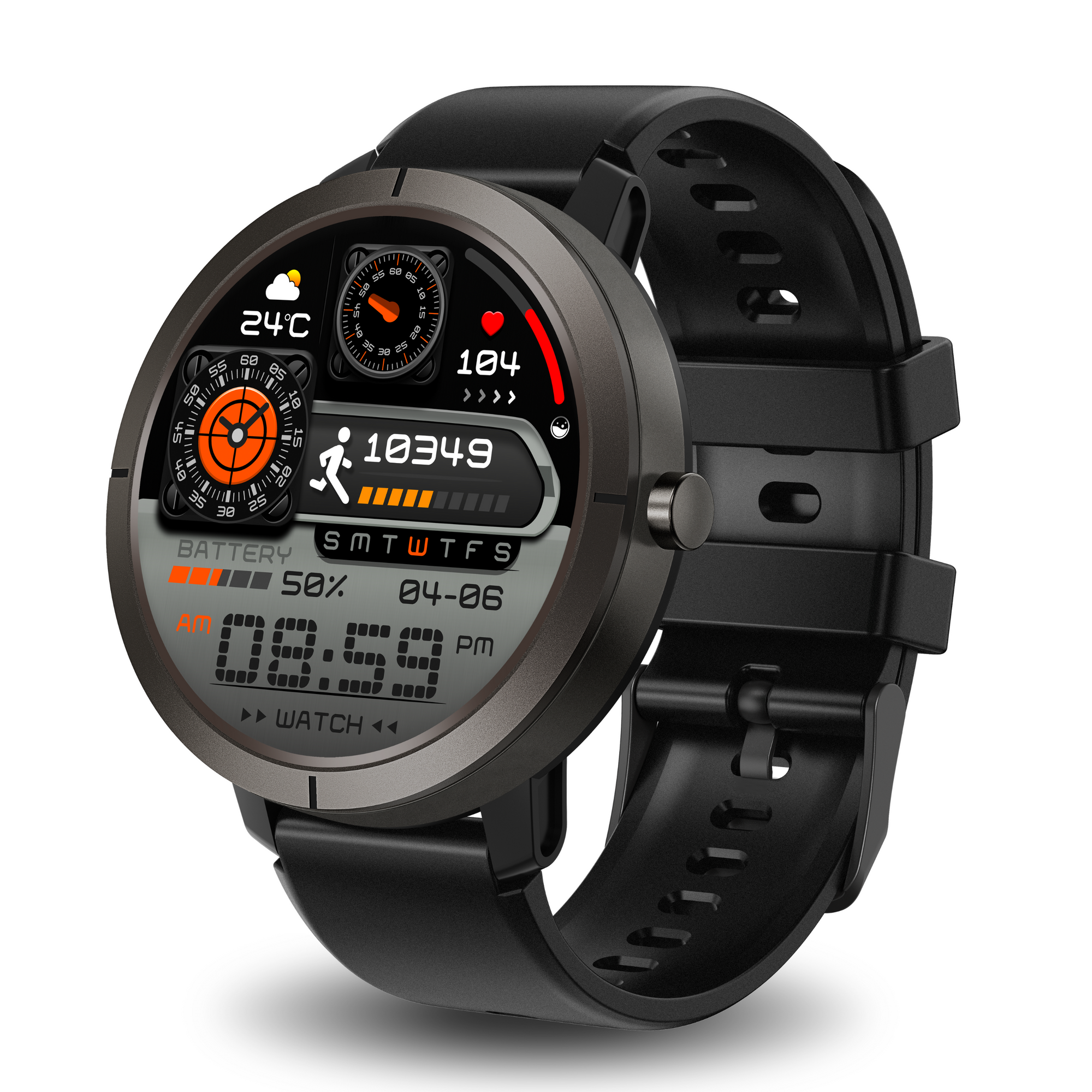 Classic Gaia76 SmartWatch: GPS con 6 Satélites y 170+ Modos Deportivos- Negro