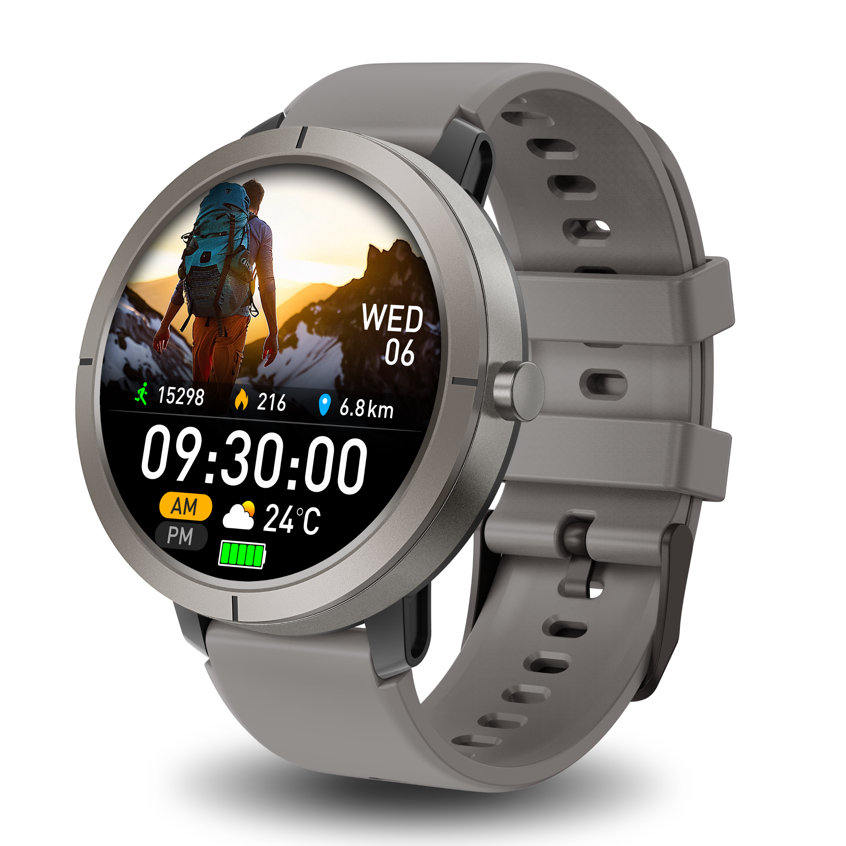 Classic Gaia76 SmartWatch: GPS with 6 Satellites and 170+ Sport Modes - Argent