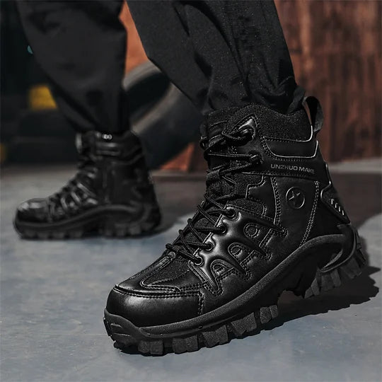 Men's combat boots – waterproof, slip-resistant hiking boots, puncture-resistant and ankle-sprain-protected work boots
