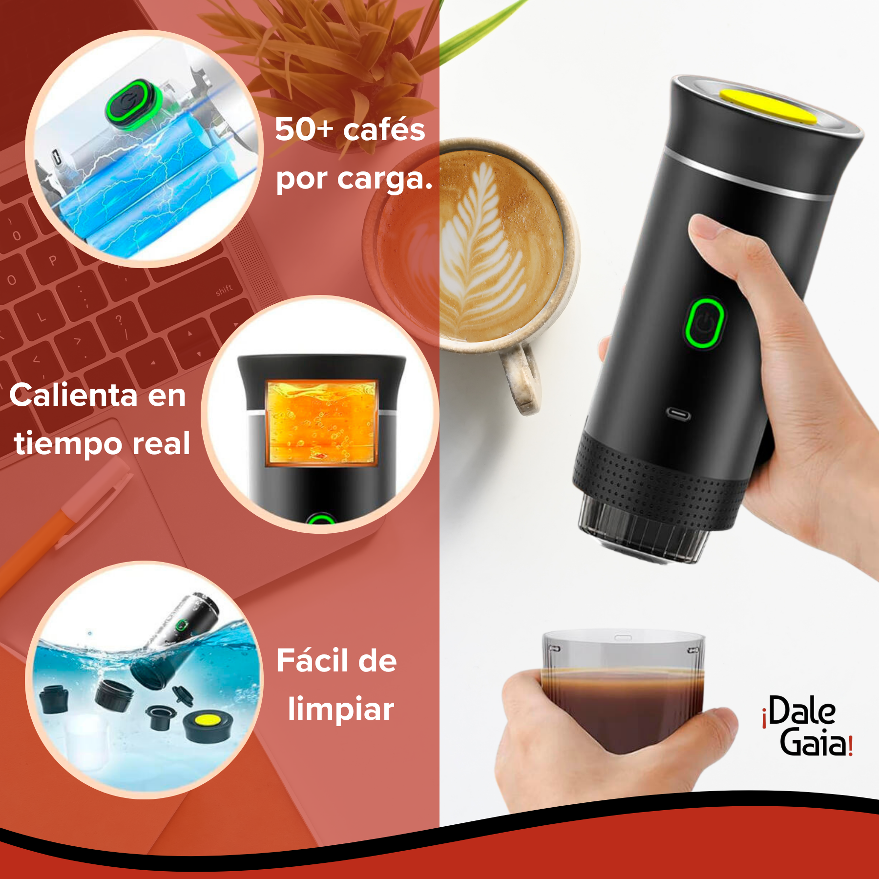 Pack Regalo para Aventureros - Linterna Potente + Powerbank Solar + Cafetera Expreso Portátil 3 en 1