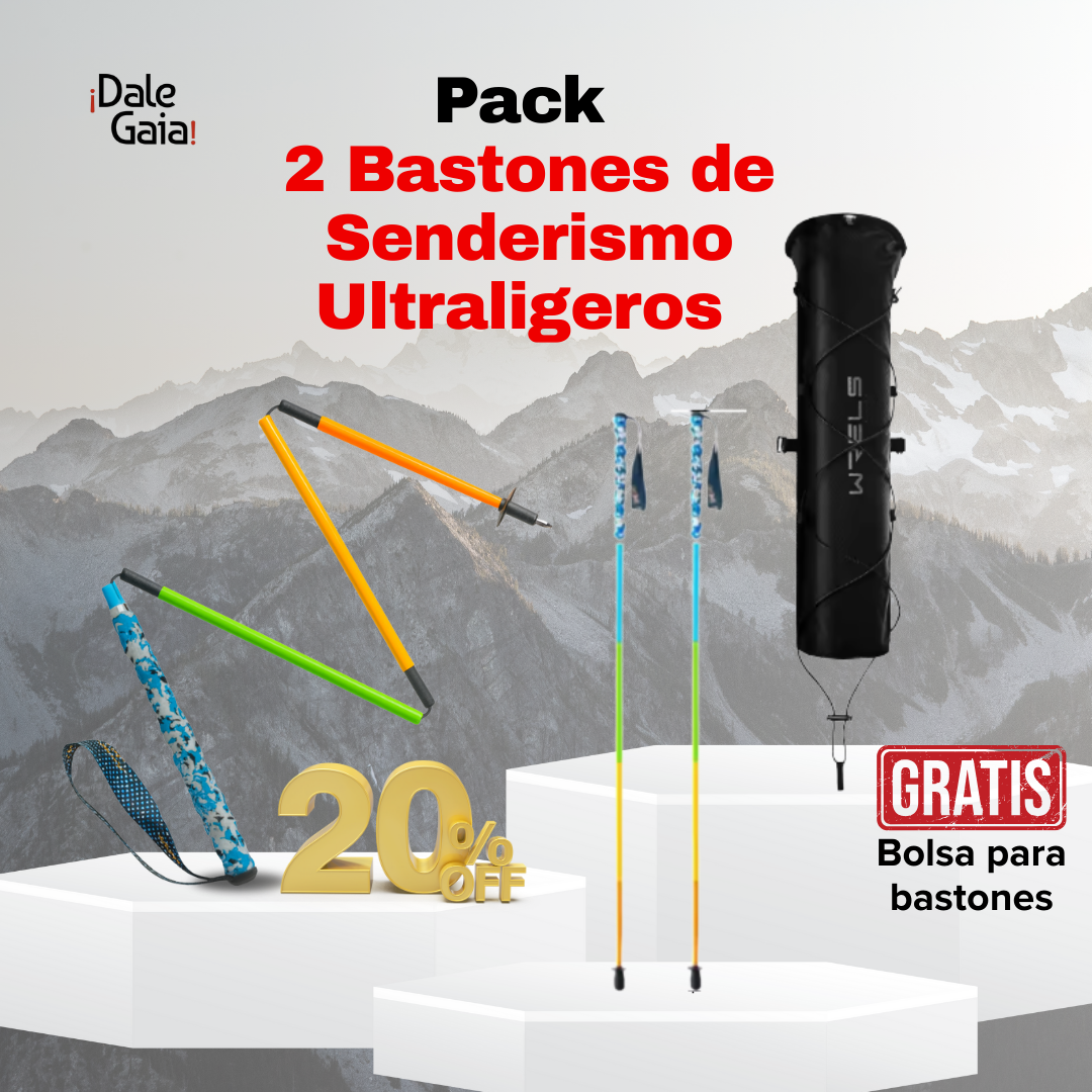 2 Bastones de Senderismo Ultraligeros E2 de Fibra de Carbono / + Gratis  Bolsa para bastones