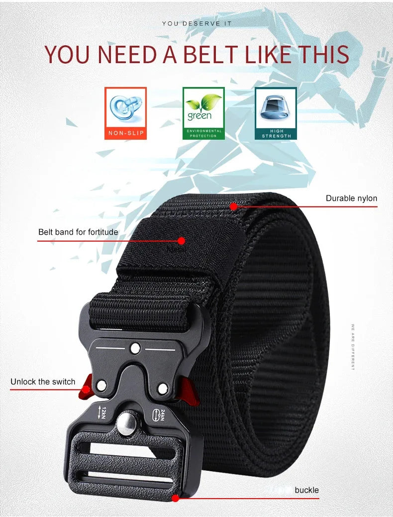 Tactical Quick Release Belt for Hiking, Camping & Work