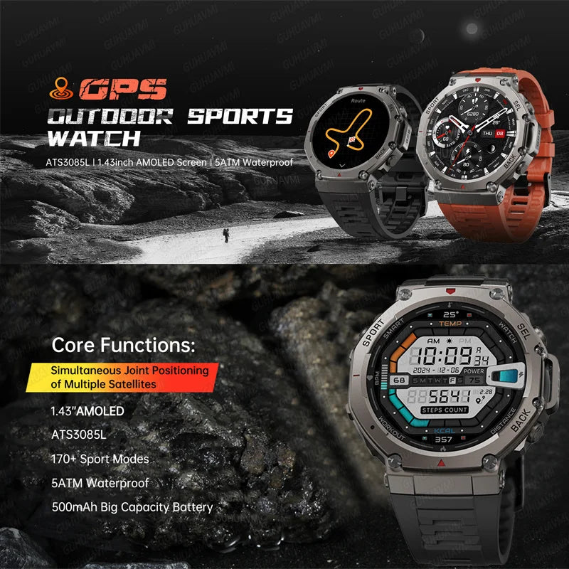 Dale X-Ultra58 – Military SmartWatch with Dual GPS, Compass and Route Tracking – Black