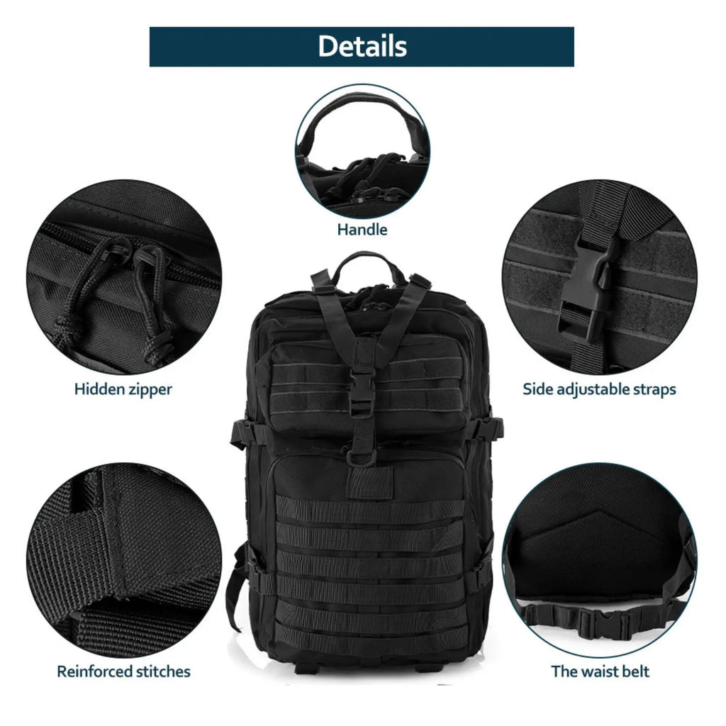 50L Waterproof Tactical Backpack for Hiking & Camping