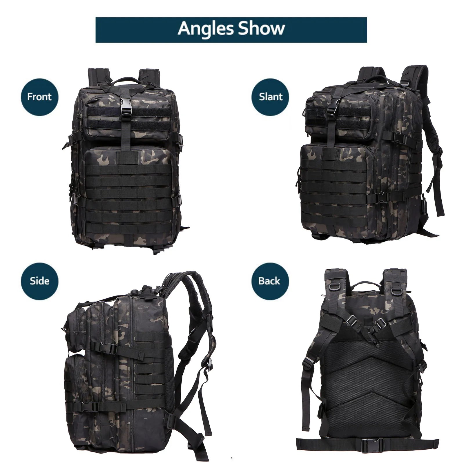 50L Waterproof Tactical Backpack for Hiking & Camping