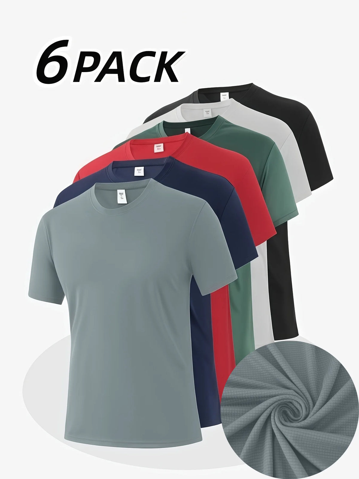 Men's Dry-Fit Crew Neck T-Shirts – 6 Pack