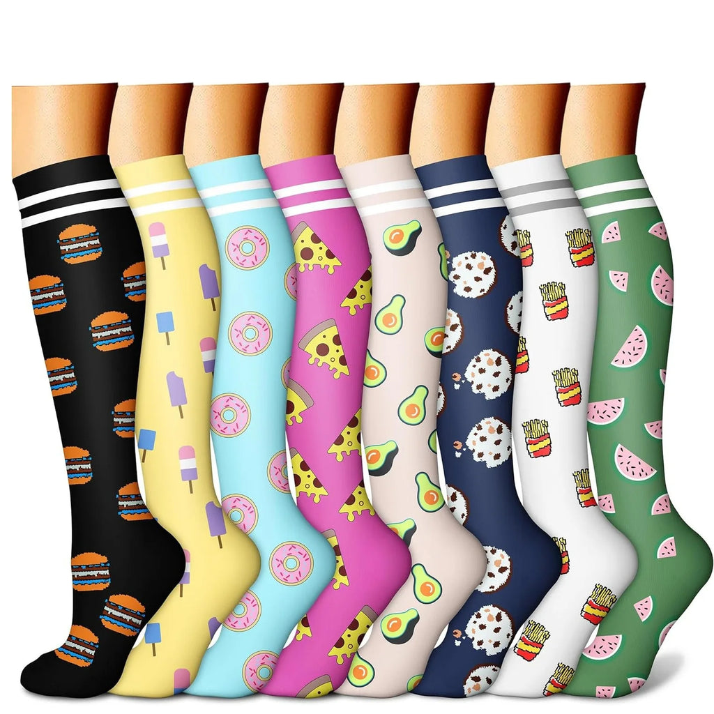 ComfortFlow™ Compression Socks (8 Pairs) | All-Day Support for Nurses, Travel, Running & Recovery