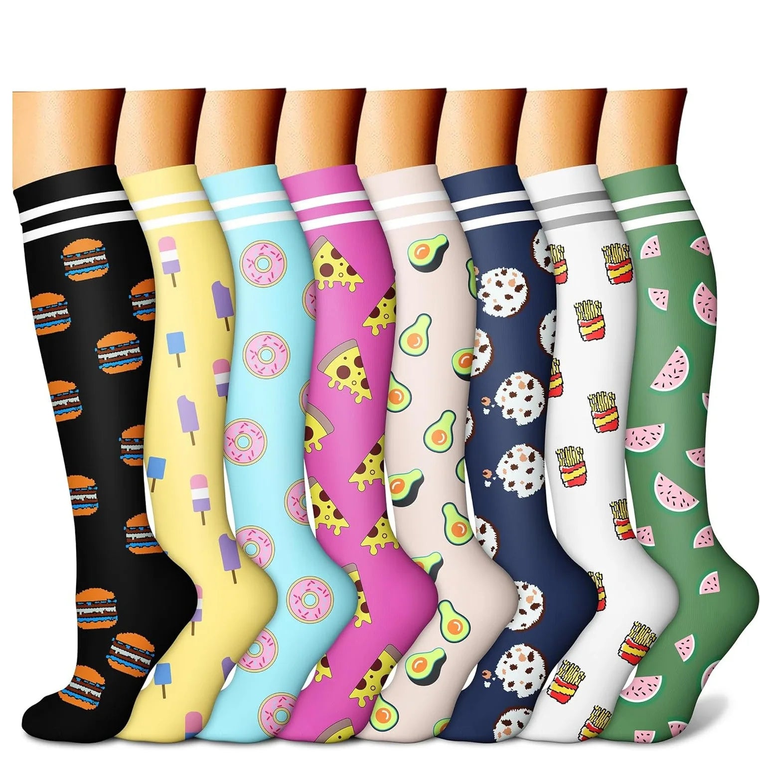 ComfortFlow™ Compression Socks (8 Pairs) | All-Day Support for Nurses, Travel, Running & Recovery