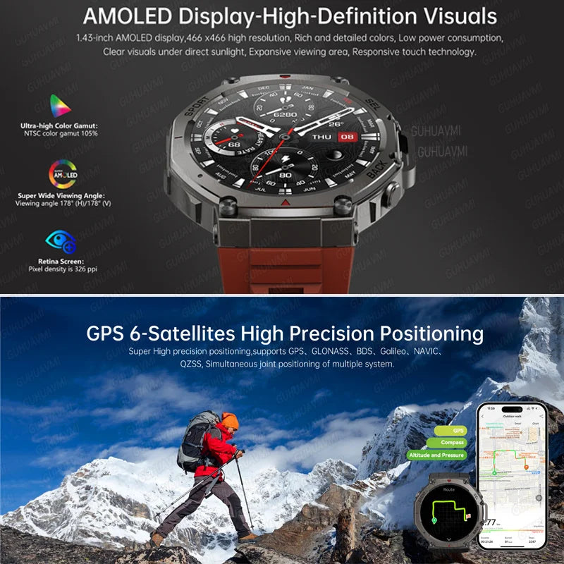 Dale X-Ultra58 – Military SmartWatch with Dual GPS, Compass and Route Tracking – Black