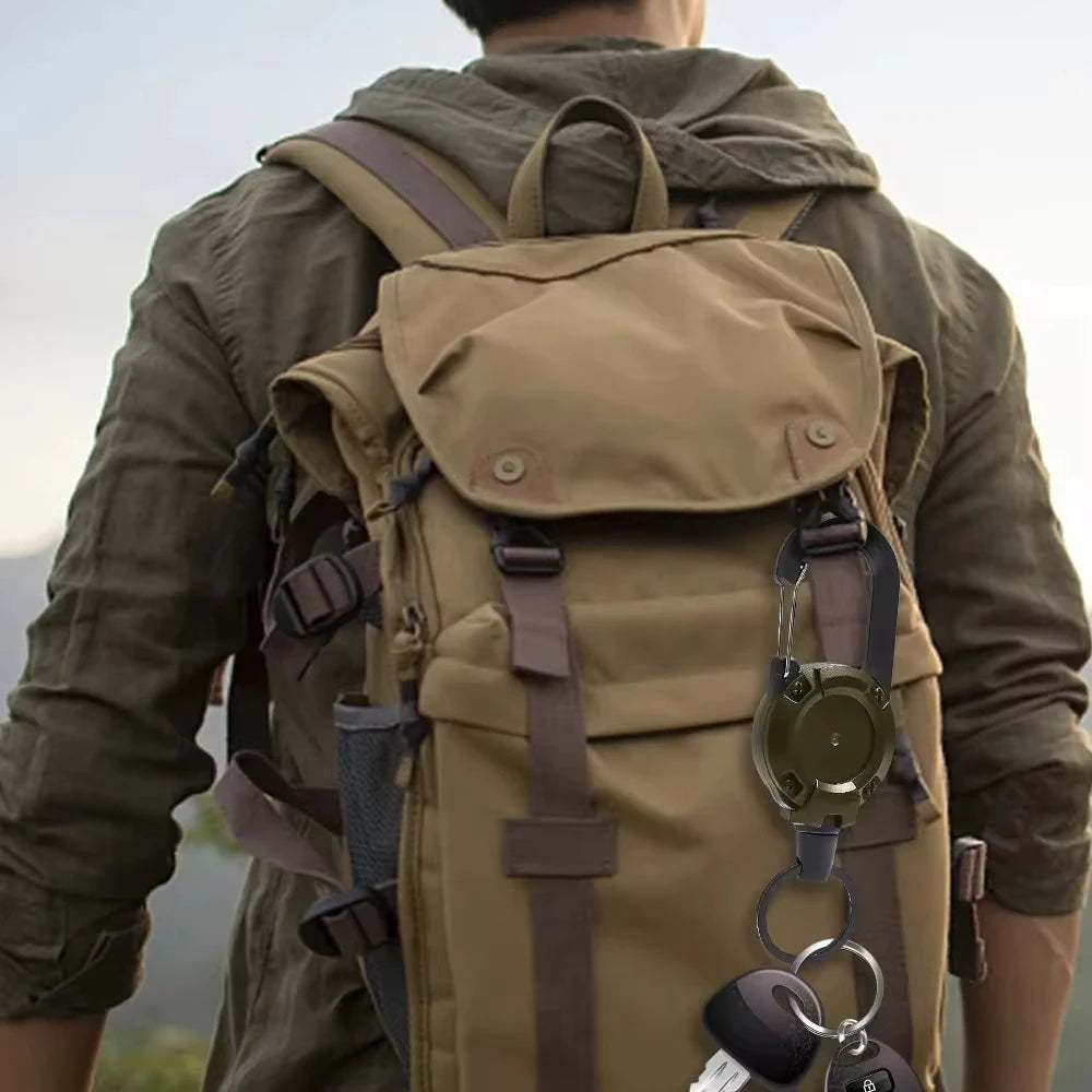 Retractable Carabiner Clip with Steel Cable