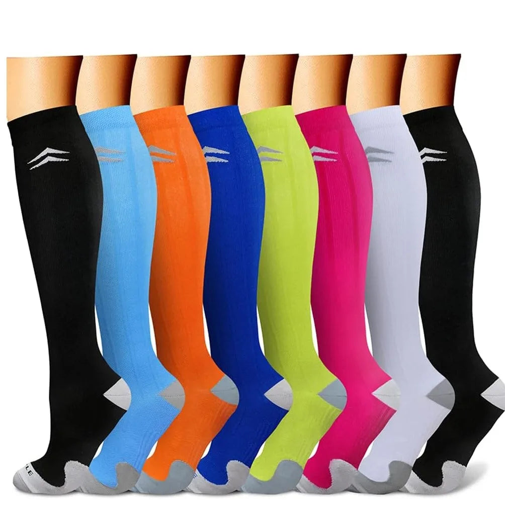 ComfortFlow™ Compression Socks (8 Pairs) | All-Day Support for Nurses, Travel, Running & Recovery