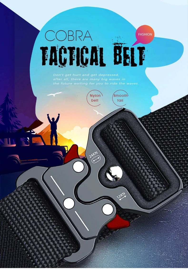 Men's Tactical Quick-Release Belt with Keychain Carabiner