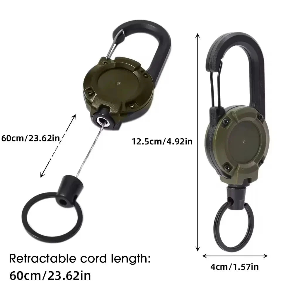 Retractable Carabiner Clip with Steel Cable