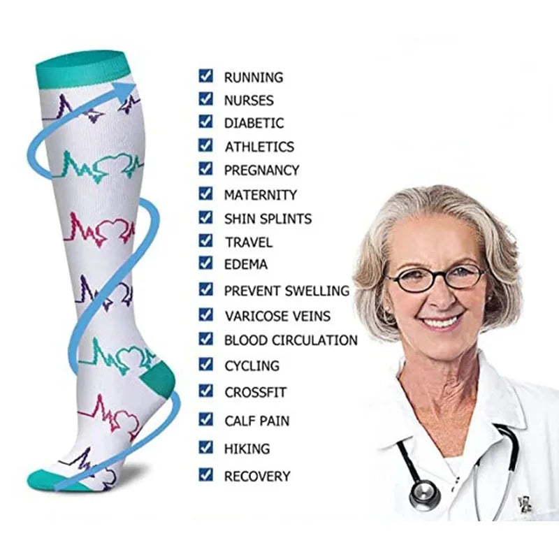 ComfortFlow™ Compression Socks (8 Pairs) | All-Day Support for Nurses, Travel, Running & Recovery