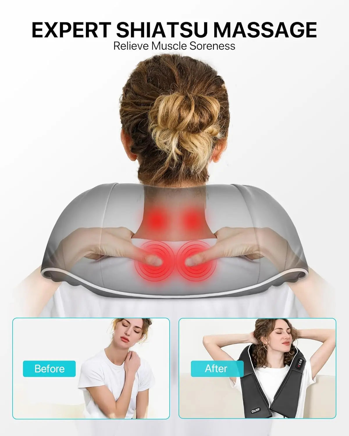 3D Shiatsu Electric Massage Pillow with Heat