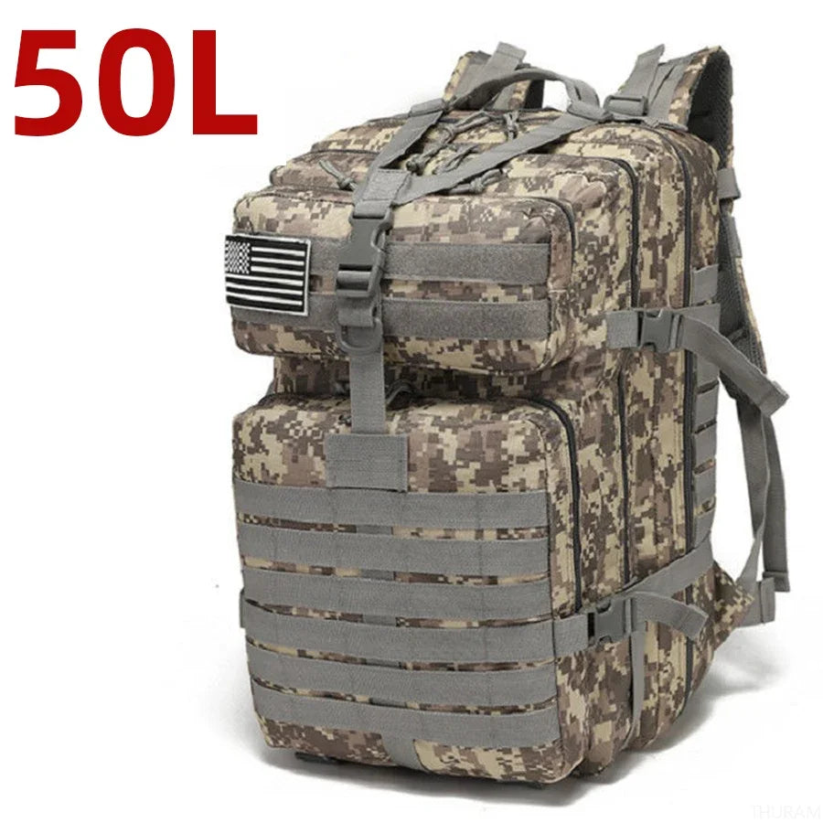 50L Waterproof Tactical Backpack for Hiking & Camping