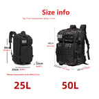 50L Waterproof Tactical Backpack for Hiking & Camping