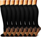 ComfortFlow™ Compression Socks (8 Pairs) | All-Day Support for Nurses, Travel, Running & Recovery