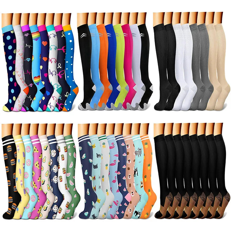 ComfortFlow™ Compression Socks (8 Pairs) | All-Day Support for Nurses, Travel, Running & Recovery