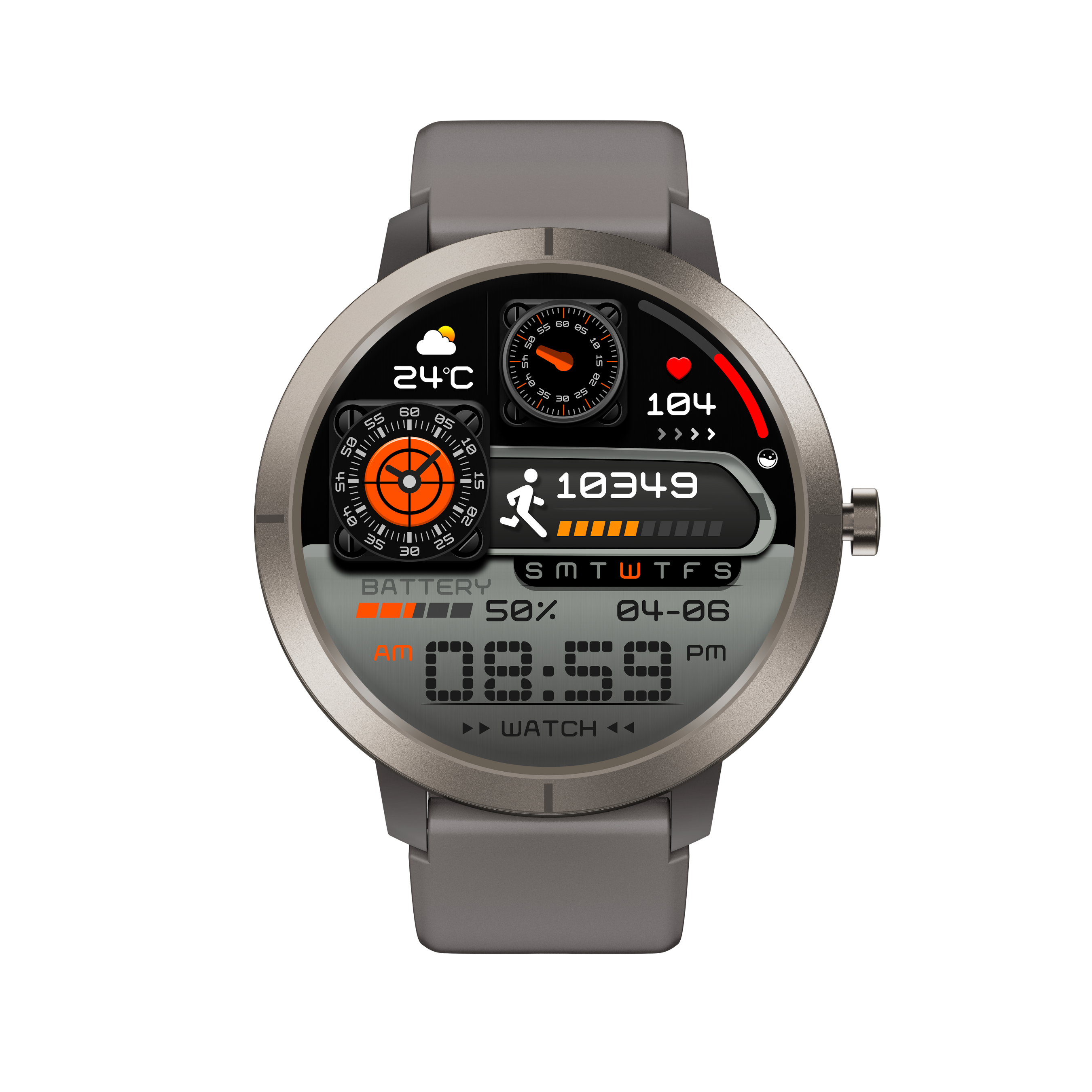 Classic Gaia76 SmartWatch: GPS with 6 Satellites and 170+ Sport Modes - Argent