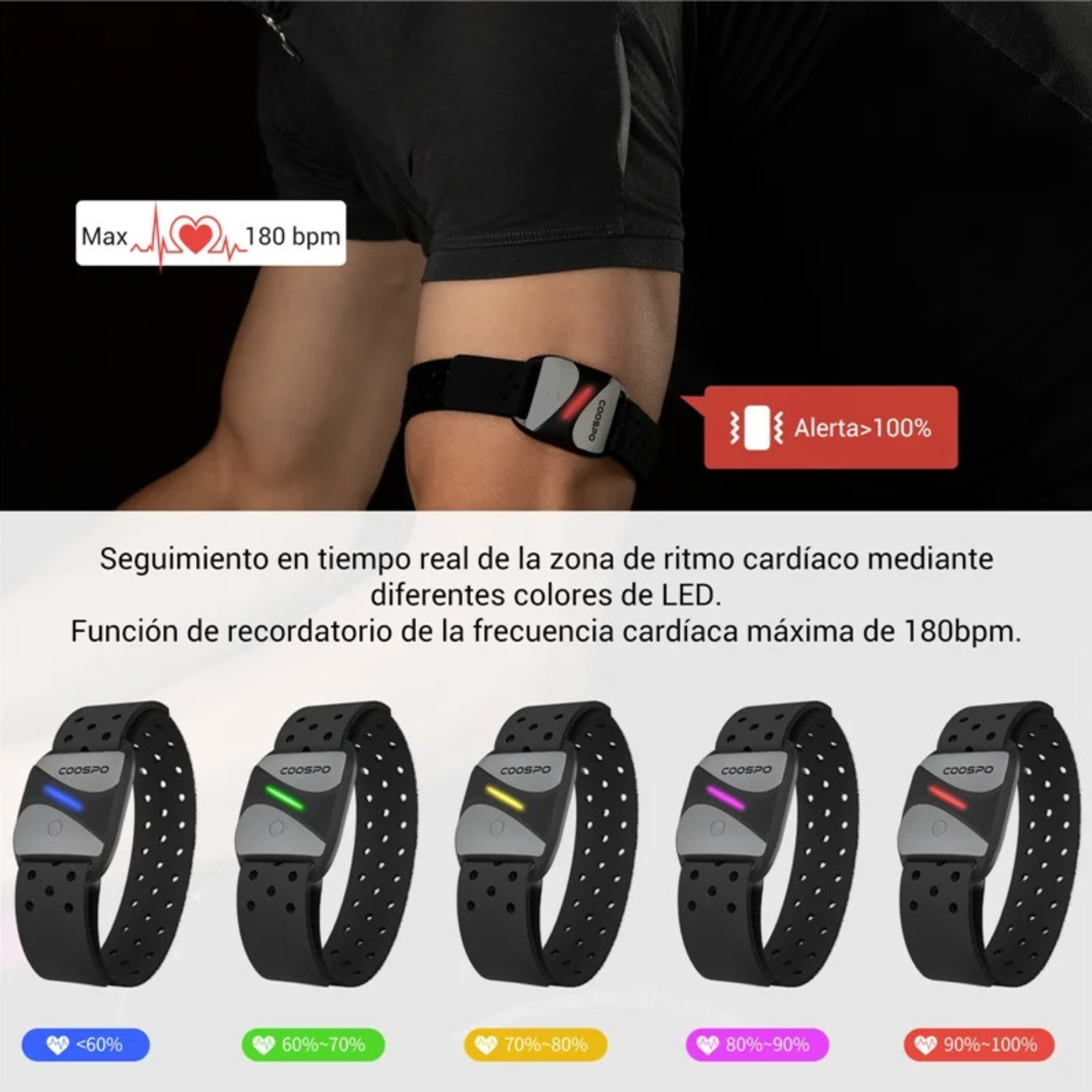 HW807 Monitor de Frecuencia Cardíaca en Brazo - COOSPO