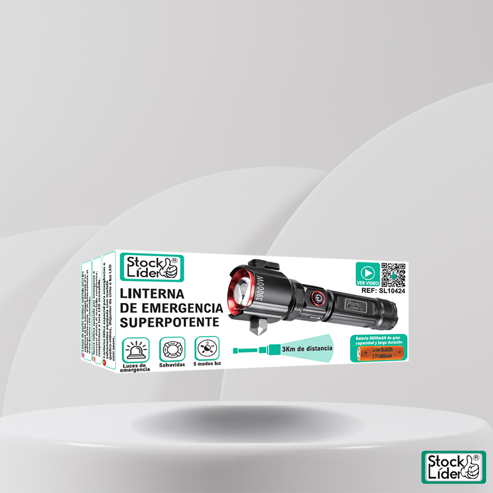 Super Powerful Emergency LED Flashlight with Power Bank & Glass Breaker