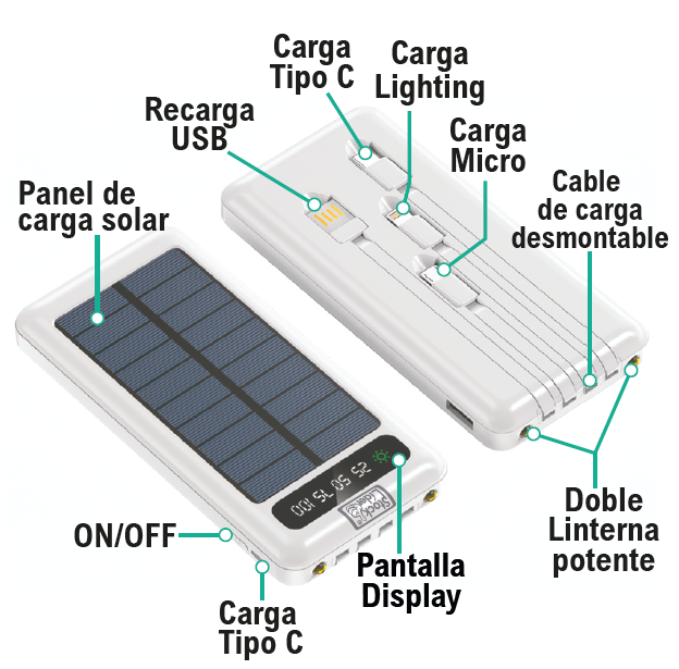 Power Bank Solar 10000MAH